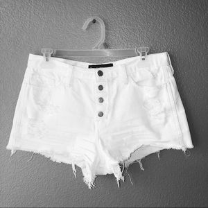 High Waisted White Ripped Hollister Shorts